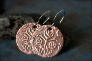 copper flower earrings-1